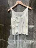 Zingj Bird Original Design Sense Hand Crochted Camellia Knit Vest Broken Wind Thin Hollow Sling