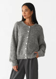 White With Soft Knitted Cardigan Female Retro Buckle Gray Wool Sweater Coat In