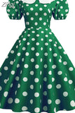 Dot Vintage Dress Women Summer Pink Rockabilly Office Party Dress Casual Peter Pan Collar Sundress