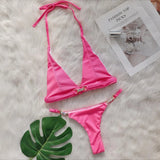 Zingj 2024 New Crystal Diamond Bikini Sexy Stripe Strap Split Swimsuit Vacation Women's