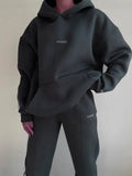 And Winter 2025 New Casual Jacket Set Plus Velvet Long Sleeve Fashion Thick Trousers Two Sets Of