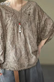 Embroidery Summer Blouse 2023 Loose Butterfly Bat Sleeve Lace Shirt Woman Hollow Solid Fashion Women Blouses Tops