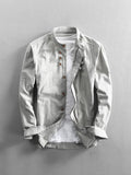 2025 New Men's Casual Linen Shirt Gentlemen's Wind Collar Wish Cotton