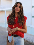 2025 Spring And Autumn 2025 New Women's Pocket Sleeveless Short Knitted Cardigan