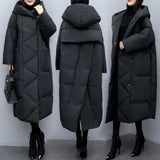 Winter Dress New Large-Size Korean Version Of Loose Long Over-Cheek Black Down Cotton Coat Women