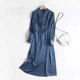 New Long Dress Korean Version Of Women's Elegant Simple Style V-Neck High-Waist