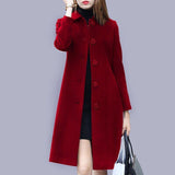Coat Woman In The Long 2025 Autumn And Winter Of The New Hepburn Wind Large Size Repair Slim Thin Coat Suit