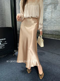 Xixi 2025 Autumn New White Standard Temperament High-Waist Acetate Fascination Skirt Slim Skirt