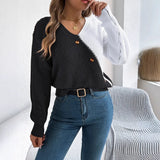 Shooting 2025 Autumn And Winter Casual V-Neck Button Bump Color Lantern Sleeve