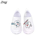 Cartoon Nurse Doctor Print Women Sneakers Slip on Light Mesh Shoes Summer Breathable Flats Shoes Zapatos