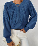 2025 New Solid Color Collar Long-Sleeved Jersey Elegant Loose Sweater