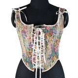 French Retro Sling Vest Female Wearing Peony-Print Court Style Tender