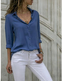 Tops Women's Long Sleeve V-neck Button Chiffon Shirt Office Loose Fashion Long Sleeve Shirts Female Tops Blusas