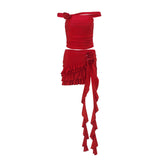 Zingj 2024 New Women's Fashion Sexy Pure Desire Sweet Spicy Wind Temperament Slim Flower Top Wrapped Buttock Skirt