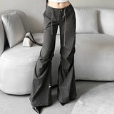 Zingj New 2023 Summer Women's Solid Color Loose Street Fashion High Waist Casual Straight Leg Wide-Leg