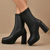 Boots Women 2025 Autumn And Winter New Fashion Retro High-Heere Zipper Thin Short