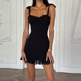 Women's New Fashion Sexy Low-Chests Tie Slings Short Dress
