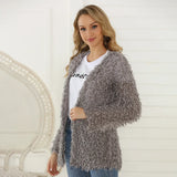 Women's Autumn Coat Long-Sleeved Cardigan Medium-Length Plush