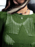 Star Jacquard Crochet Knit Top- Outfit