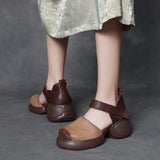 Thick-Soled Thick-Heeled Bag Head Sandals Women 2025 New Hand-Slope Heel Square Head Magic Stick Hollow Single