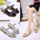 Slippers Women 2025 Summer Water Diamond Lily With A Word Wearing Fashion One Shoe Two Wearing