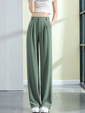 Women Casual Straight Long Pants High Waist Female Office Lady Casual Suit