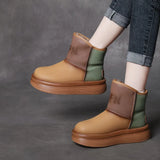Warm Snow Boots Winter Color High-Skin High-Sleeve Thick-Sleeled Cotton Shoe Sleeve Flat Leather Boots