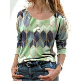 Pattern Fashion Tops Casual Loose T-shirt 2023 Autumn Winter New O-neck Long Sleeve T-shirt Women's Clothing