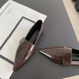 Spring And Autumn New Sharp Head Flat Single Shoes Two-Pin Flat With The British Academy Wind Casual Leather Shoes