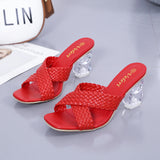 And High-Heery Slippers Women Font Cross-Woven With Women Cool Drag Women