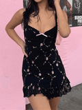 Mesh Paneled Floral Mini Dress-Outfit
