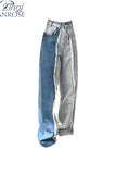 Women Straight Jeans Loose Fashion Patchwork Harajuku Aesthetic Pants Jeans For Women High Waist Wide Leg Denim 2023 New