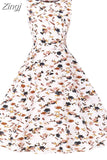 Floral Print Summer Dress Women Elegant Vintage Casual O Neck A Line Midi Party Sundress Vestidos With