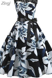 Patchwork Floral Print Women Summer Dress Hepburn 50s 60s Elegant Vintage Dress Office Ladies A-Line Party Dresses