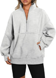 Women's Pocket Half-Zip Loose Leisure Splicing Collar Plus