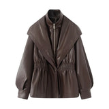 New Fashion Temperament Women Water Wash Old Style Imitation Leather Fake Two