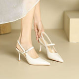 Wine Red High-Heeled Sandals Women 2025 Summer New Bun Head Buckle Fine Temperament Single Shoe With