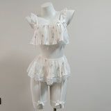 Summer New Sexy Lace Pajamas Women Pure Desire High-End Transparent Printing Home Three Sets Of