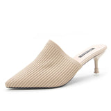 Half-Slippers High Heel Head Women's Summer New Fashion Half-Shoe Single Shoes Fashion Fine Heel Cool
