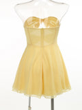 High-End Women's New Solid Color Sexy Hollow Bragy Dress High-End Temperament Folded Dress