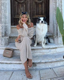 Knit Off-Shoulder Long Sleeve Maxi Dress-Outfit