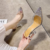 Transparent High-Heeled Sandals Women Wear High Heels In The Summer With A Water Drill Fish Mouth Shoes Fine High Heel Crystal
