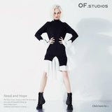 Autumn And Winter Retro Romantic Sleeves Casually Stum Irregular Splicing Splicing Color Knitted Dress