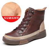 Martin Boots Women Retro Water Wash Skin With Beef Rib Bottom Boots Flat Base Soft Bottom Boots Plus