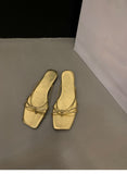 Flat-Bottomed Flip-Flop Fairy Shoes Wear 2025 New Summer Beach Cool Drag Silver Cool