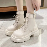 New Handsome Small Thick Bottom Casual Black British Style Ankle