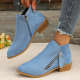 Women's Shoes New Thick-Heeled Large Size Women's Boots Velvet Martin Boots Low Heel Side Zipper Short Boots