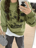 Landscape Print Crew Sweatshirt-Outfit
