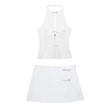 Women's ZA Summer New Bow Ornament Hanging Neck Vest Skirt