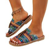 Bohemian Beach Women's Shoes In The Summer Of 2025 43-Yard Wish Large-Size Flat-Bottomed Slippers For